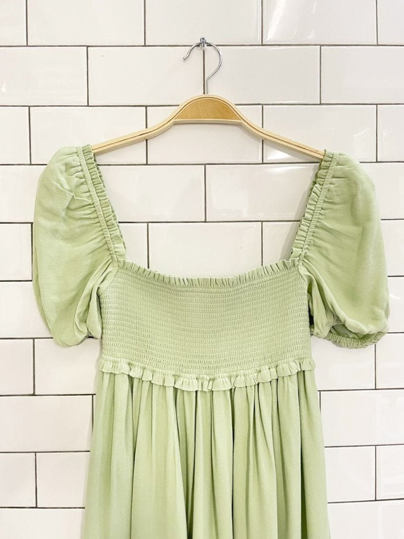 sun-deh hadley prairie square neck smocked mini dress