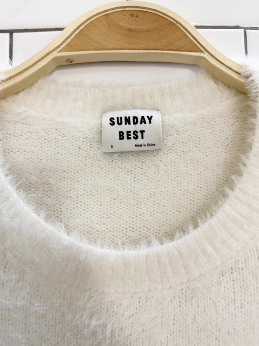 sunday best fuzzy kitten cropped knit sweater | aritzia - good market thrift store