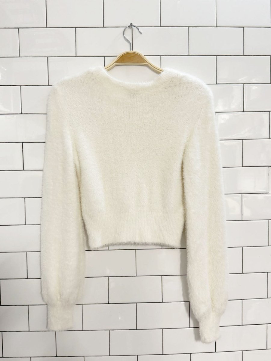 sunday best fuzzy kitten cropped knit sweater | aritzia - good market thrift store