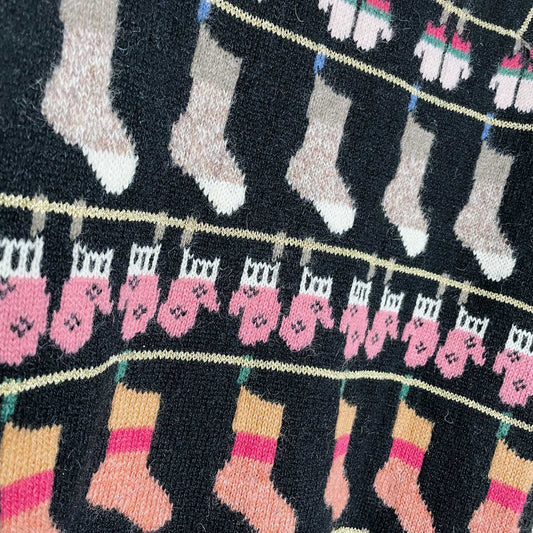 vintage susan bristol mittens and stockings holiday knit crew - size 38