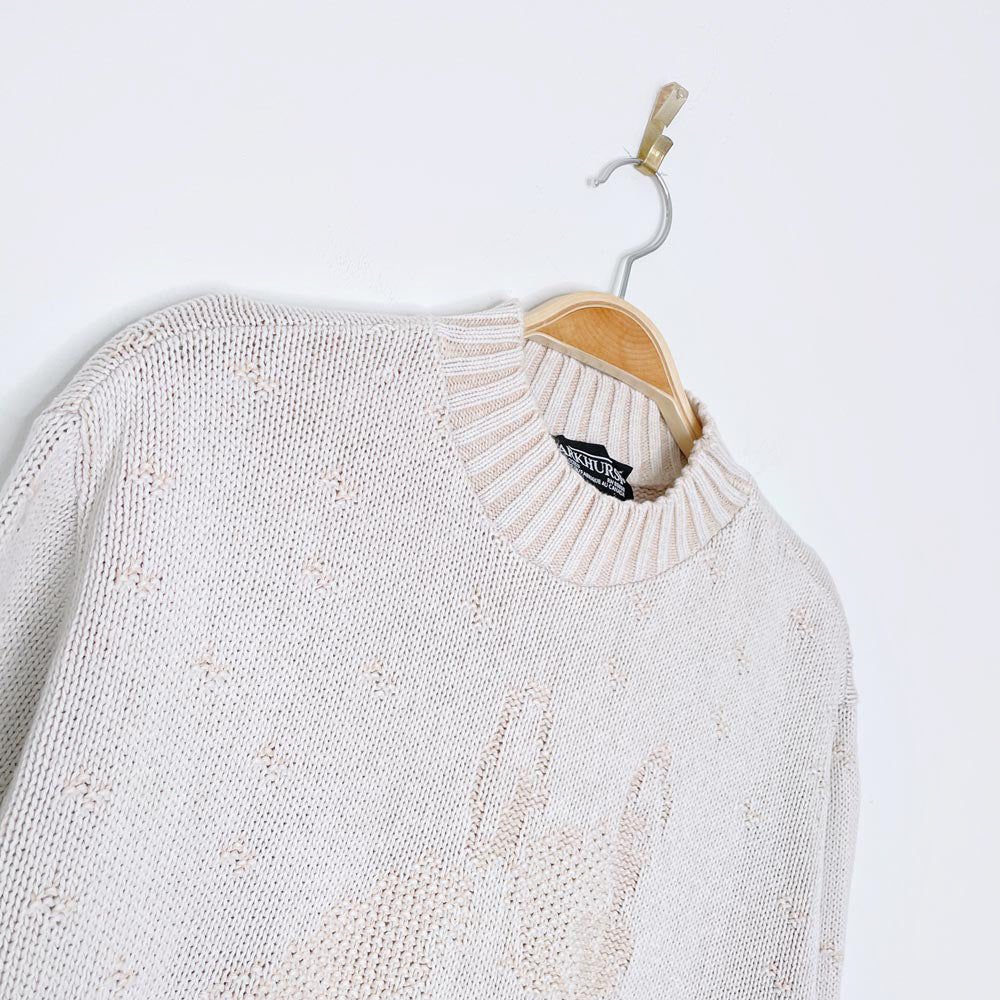 vintage parkhurst minimal horse knit cotton sweater
