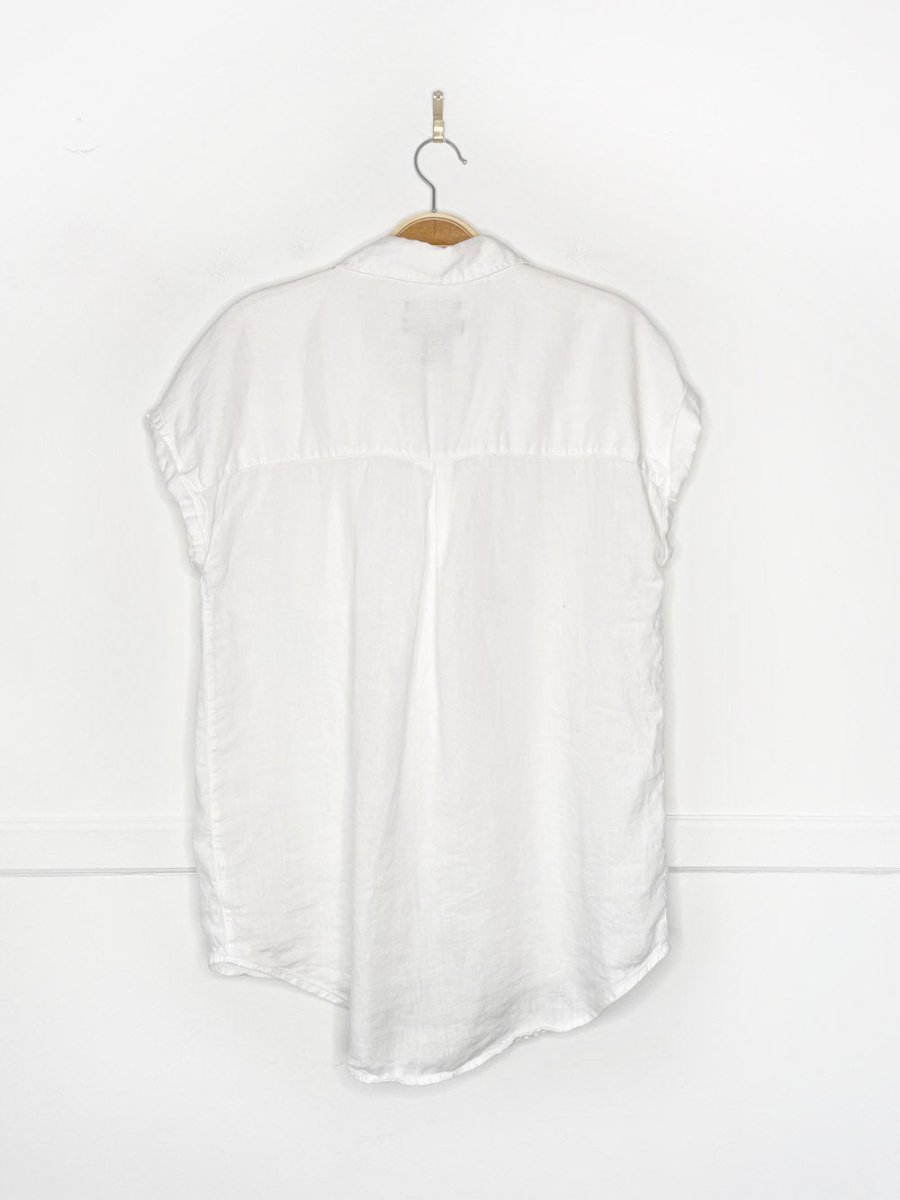 tahari 100% linen relaxed full sleeveless button shirt - good market thrift store