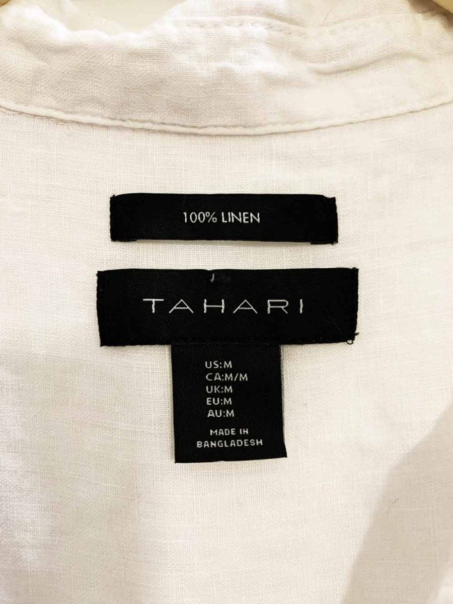 tahari 100% linen sleeveless boxy full button shirt - good market thrift store