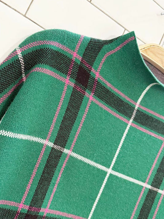 tahari soft plaid mock neck boxy knit sweater - good market thrift store