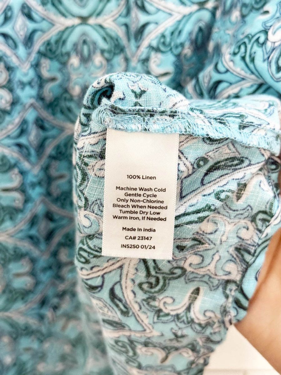 talbots 100% linen square neck coastal medallion boxy tank - good market thrift store