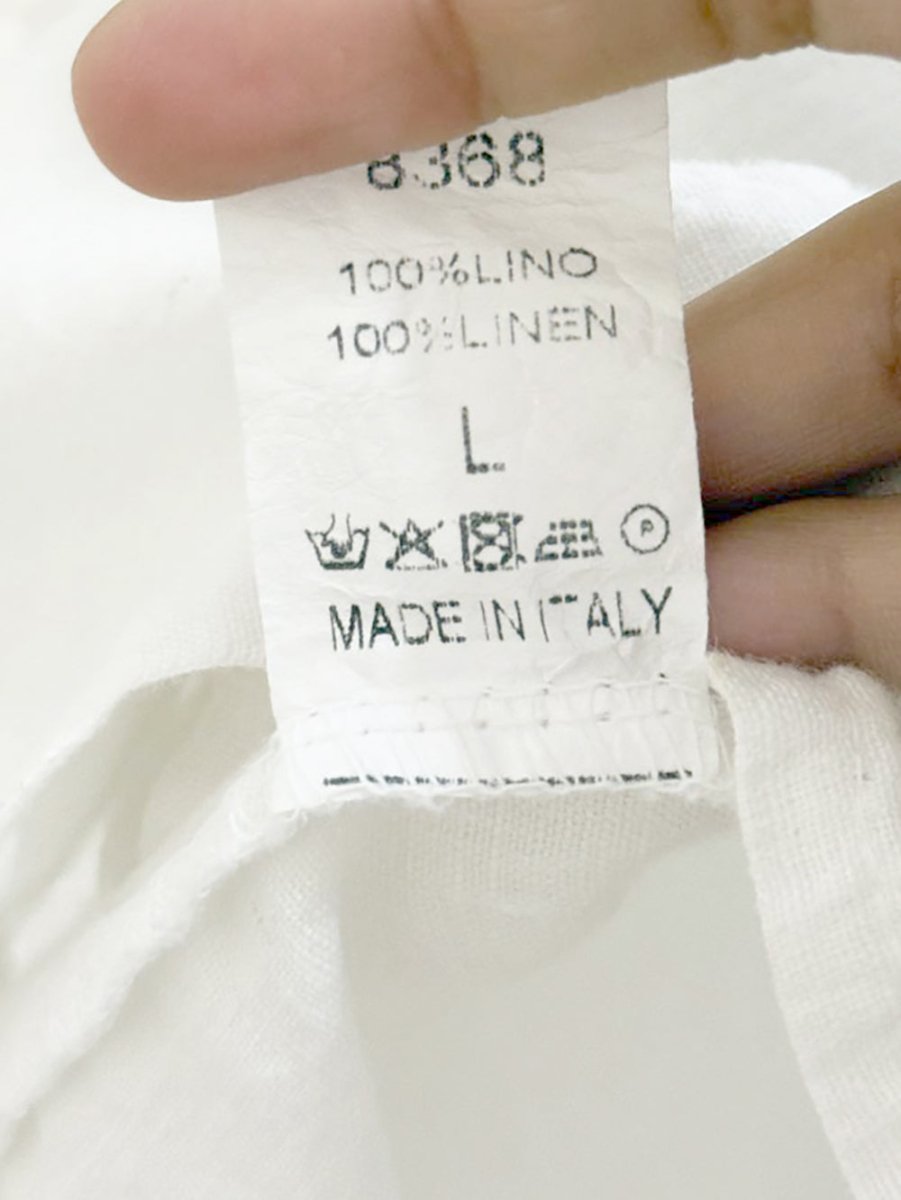 talia benson 100% linen shell button drop shoulder puff sleeve boxy shirt | made in Italy - good market thrift store