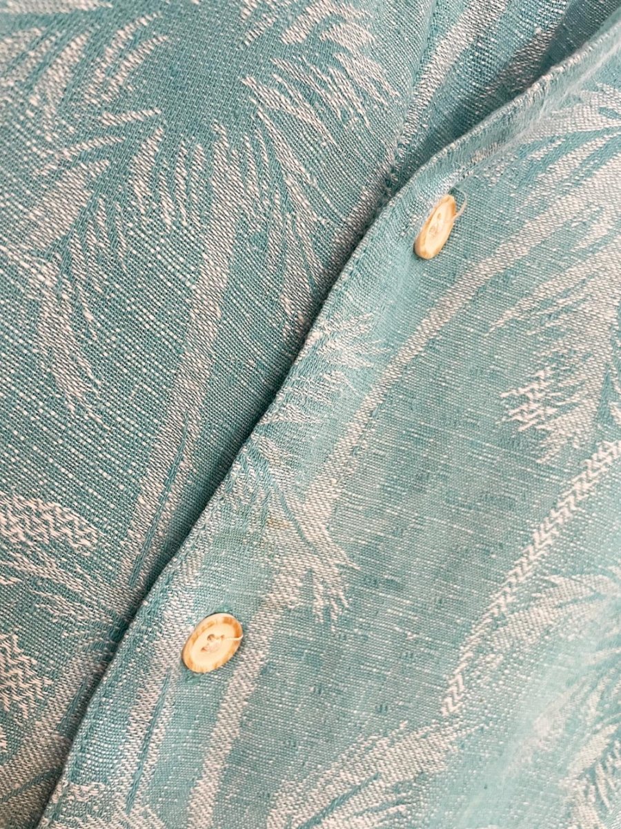 tasso ella island silk-linen full button resort shirt - good market thrift store