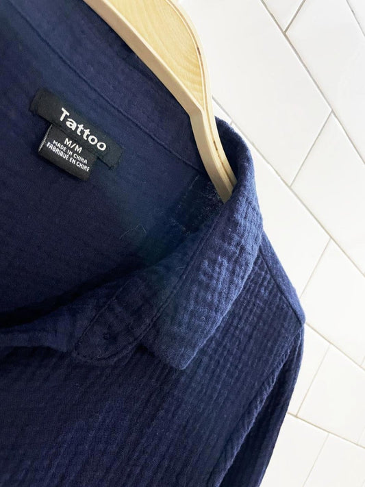 tattoo gauze cotton casual full button shirt - good market thrift store