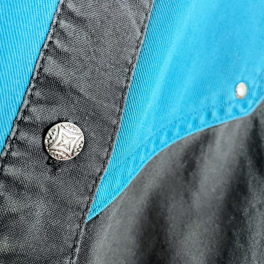 vintage 90s adobe rose western two-tone shirt