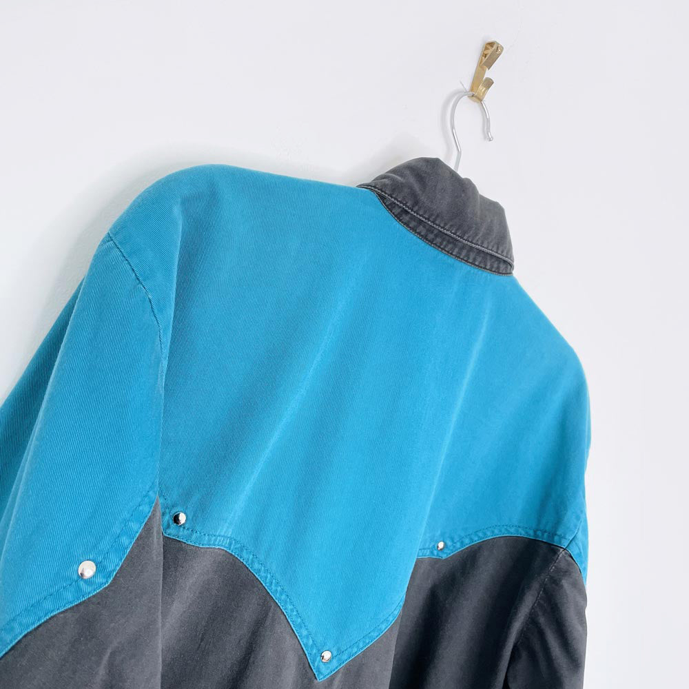 vintage 90s adobe rose western two-tone shirt