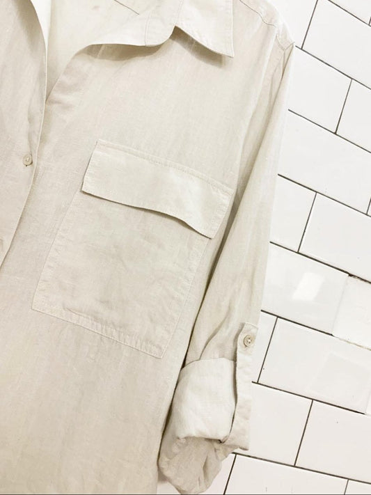 the group babaton 2026 100% linen full button utility shirt | aritzia - good market thrift store