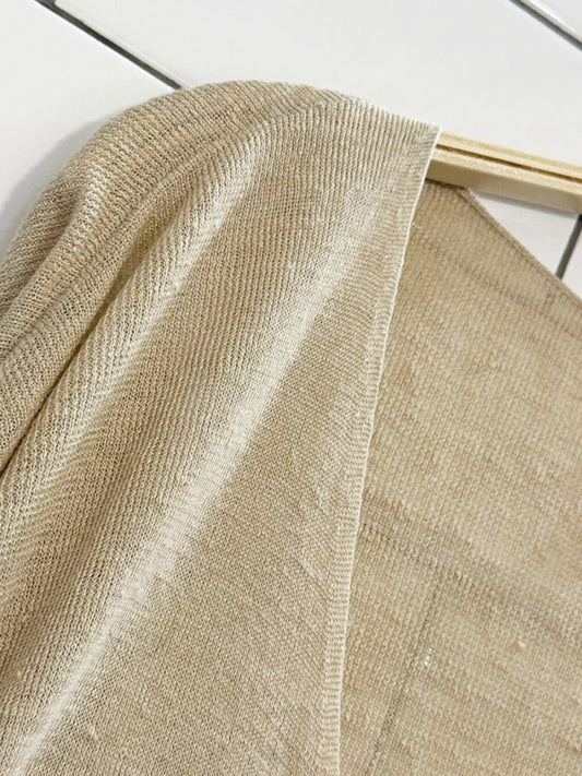 theory linen - blend long neck sheer knit top - good market thrift store