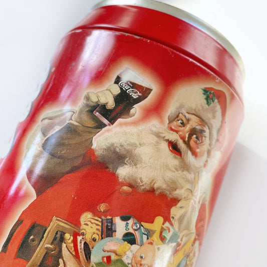 vintage coca cola christmas santa tin piggy bank