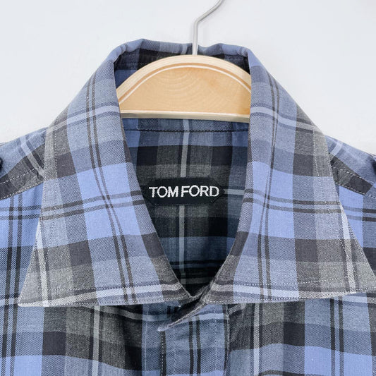 tom ford plaid epaulette utility shirt
