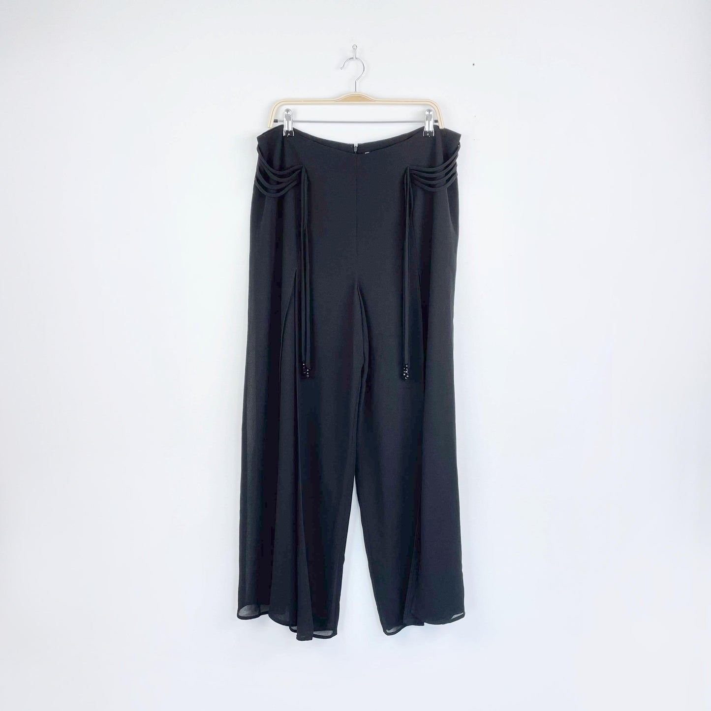 vintage tradition tie waist wide layered slit leg flowy pants