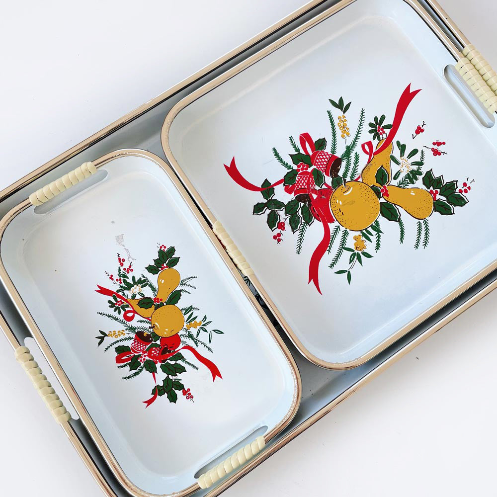 x3 vintage 80s nesting holiday trays