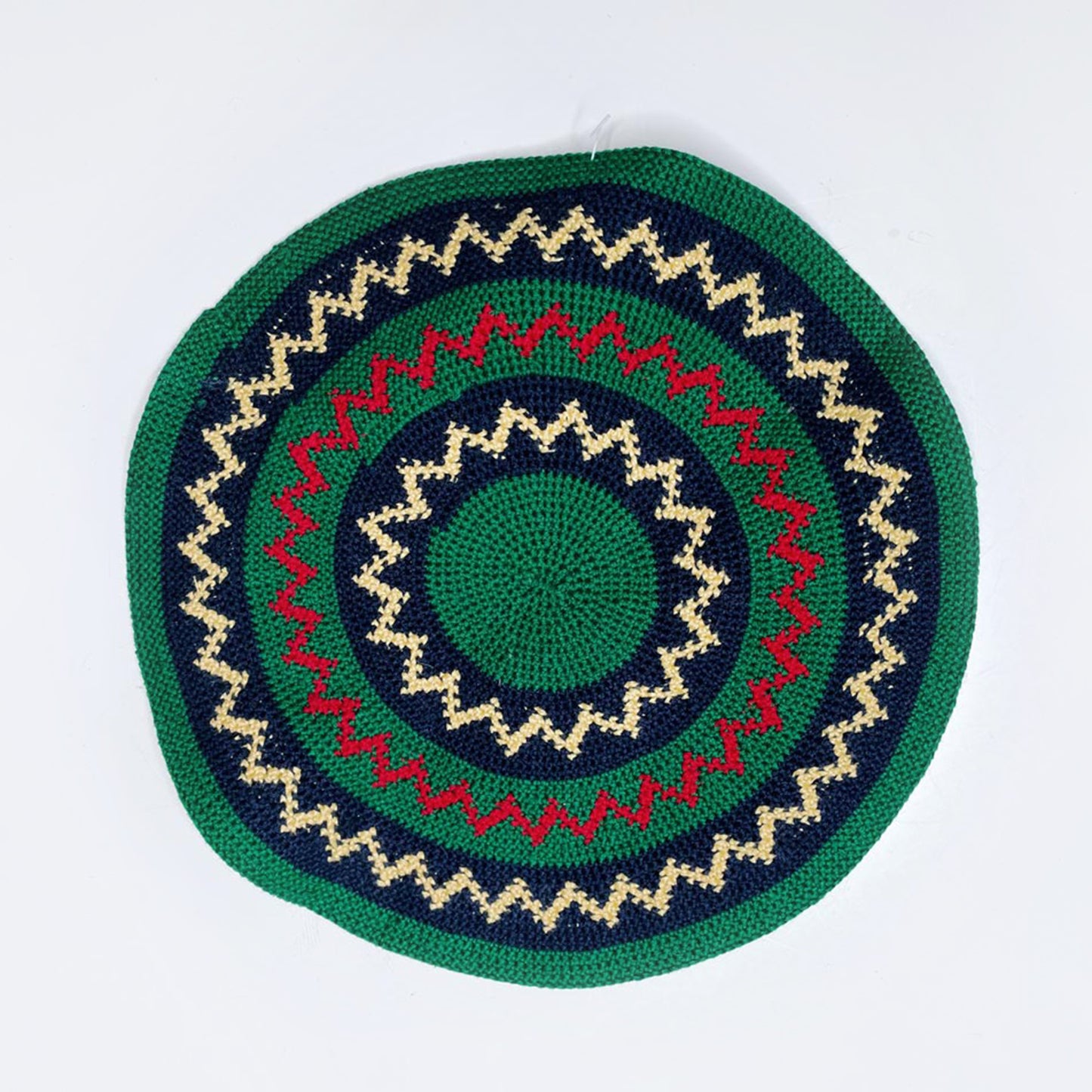 woven crochet round holiday trivet