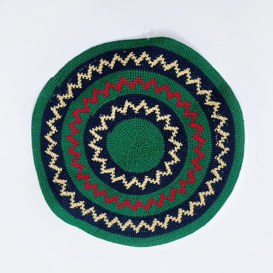 woven crochet round holiday trivet