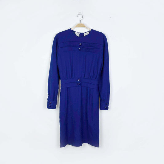 vintage valentino wool long sleeve dress - size xs/small