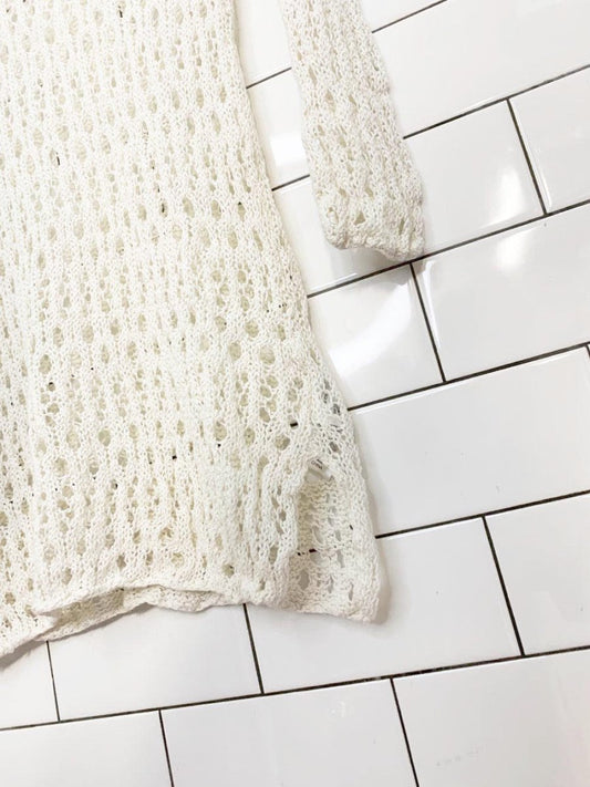 velvet linen - blend loose crochet knit v - neck top | graham & spencer | anthropologie - good market thrift store