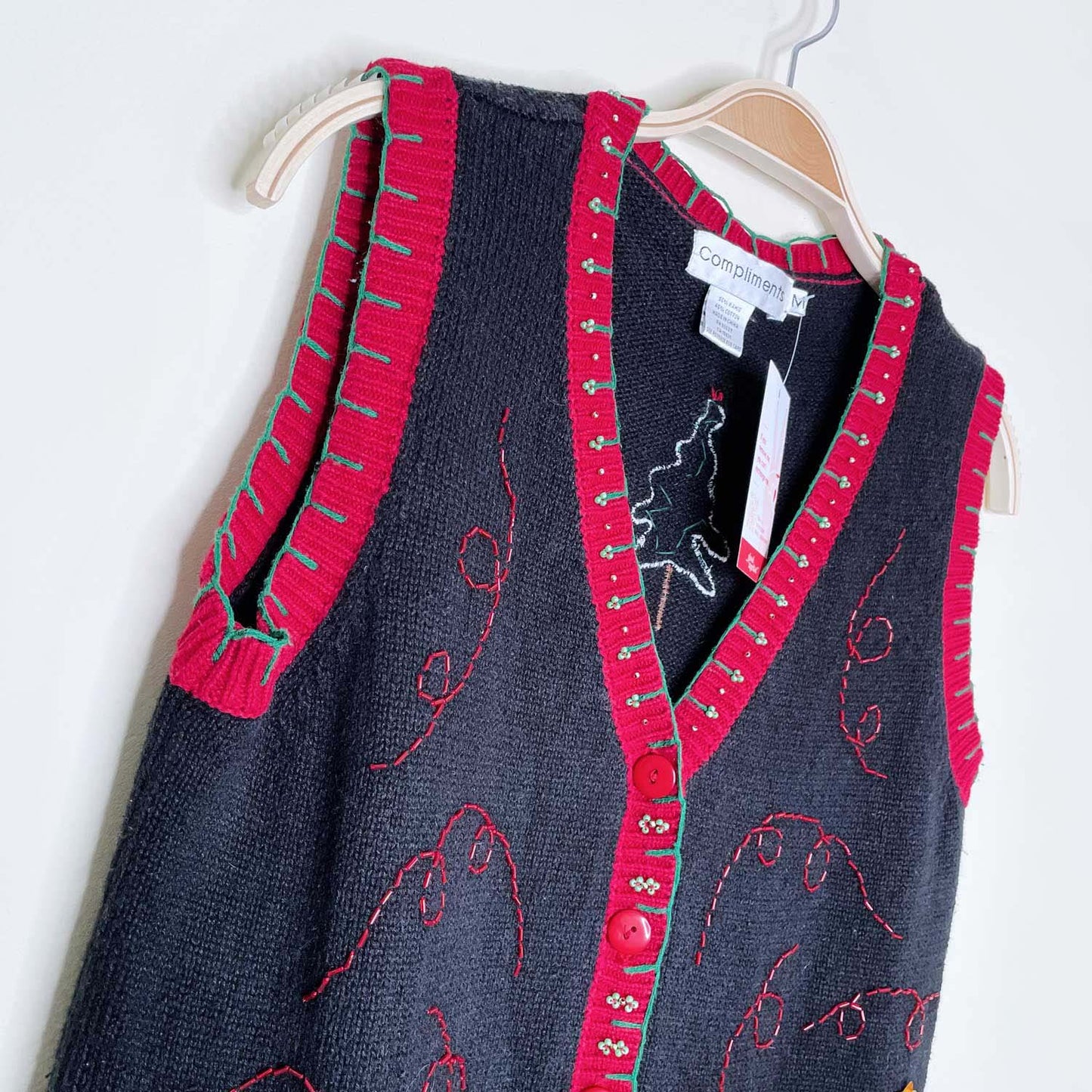 vintage compliments christmas tree knit vest - size medium