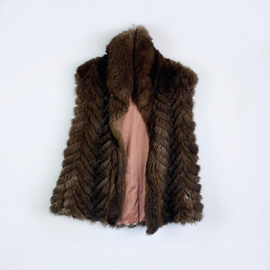 vintage beaver fur chevron vest