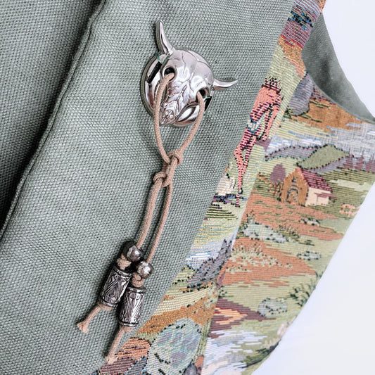 vintage skull concho woven outback tapestry vest