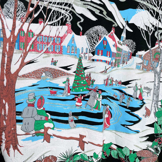 vintage made in usa winter village puff graphic crew