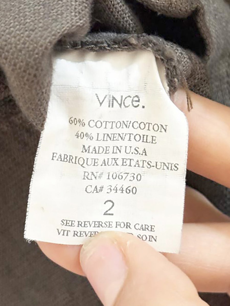 vince linen - blend button elbow patch light jacket | made in USA - good market thrift store