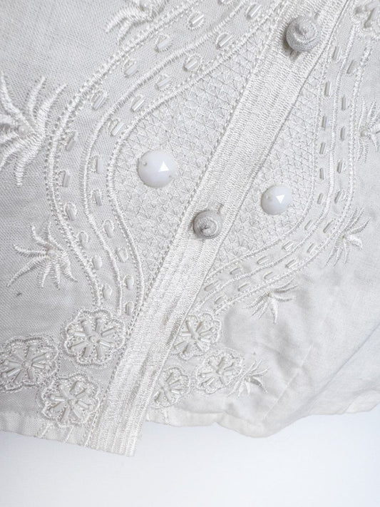 vintage 00s anne carson 100% linen beaded embroidered jacket - good market thrift store