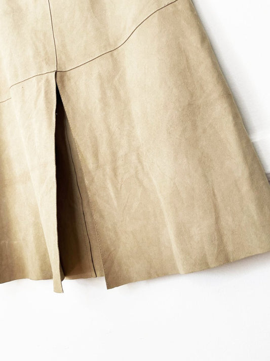 vintage 00s anne klein lamb suede midi skirt | leather - good market thrift store