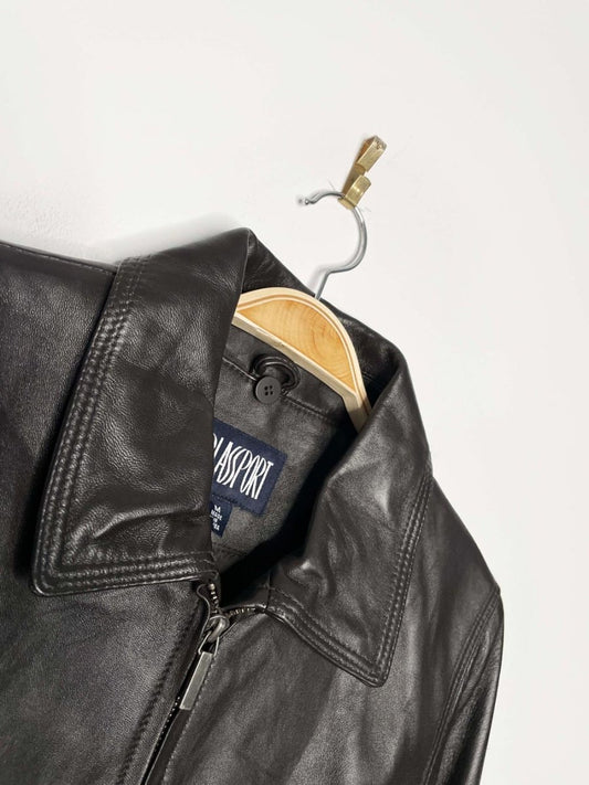 vintage 00s bill blass minimal zip leather jacket | made in India - good market thrift store