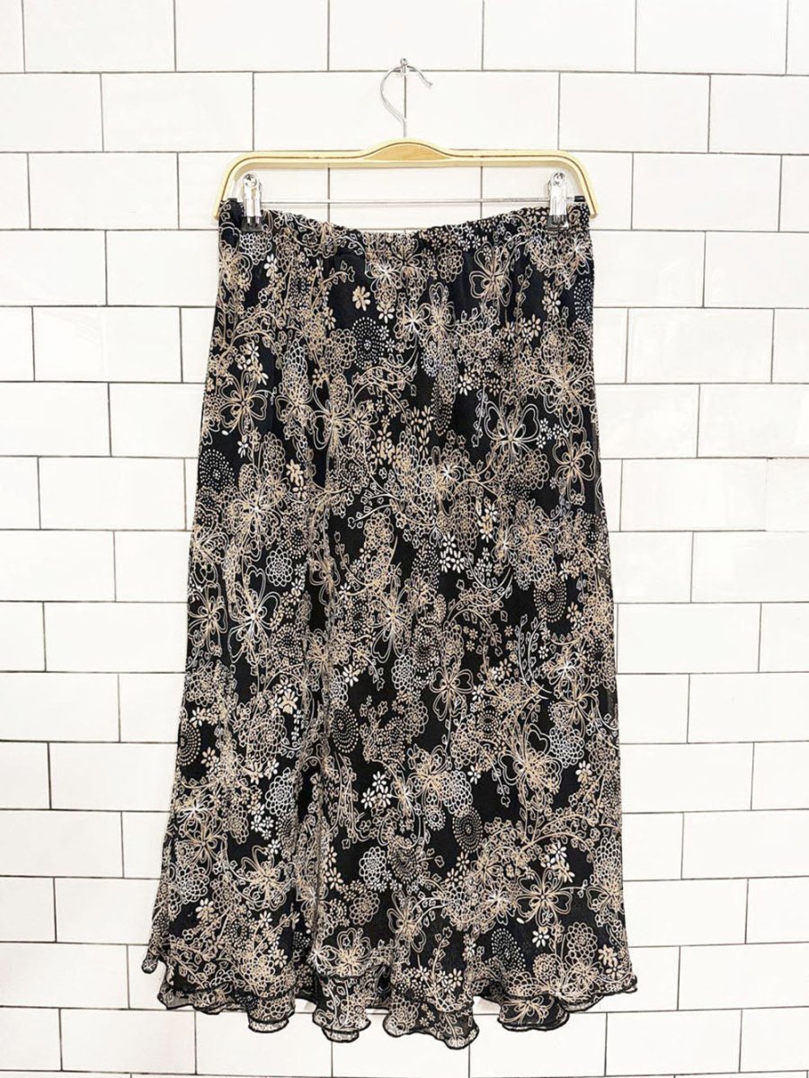vintage 00s briggs new york floral flowy midi skirt - good market thrift store