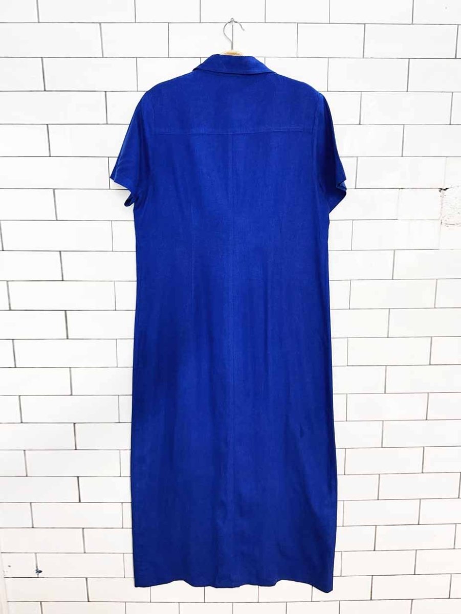 vintage 00s carolina colours linen-blend full button shirt maxi dress - good market thrift store