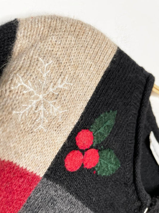 vintage 00s croft & barrow wool - blend winter patchwork knit cardigan - good market thrift store