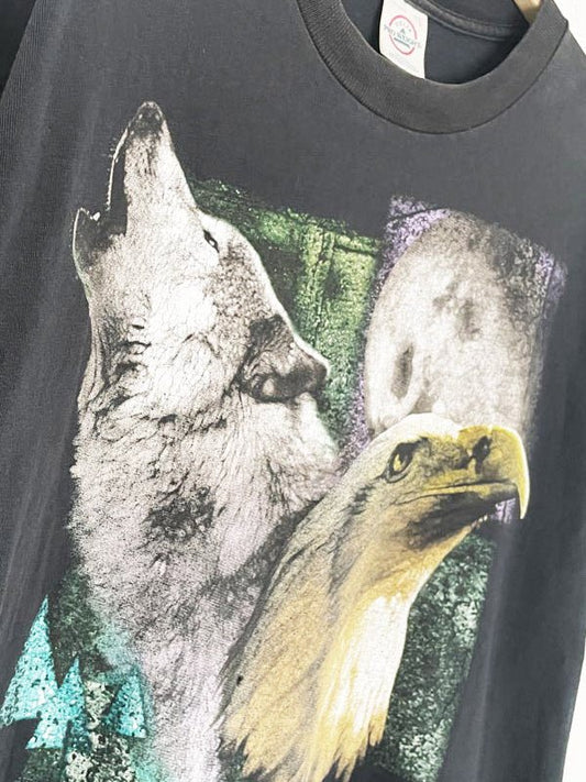 vintage 00s eagle wolf print cropped tee | made in USA | delta pro weight - good market thrift store