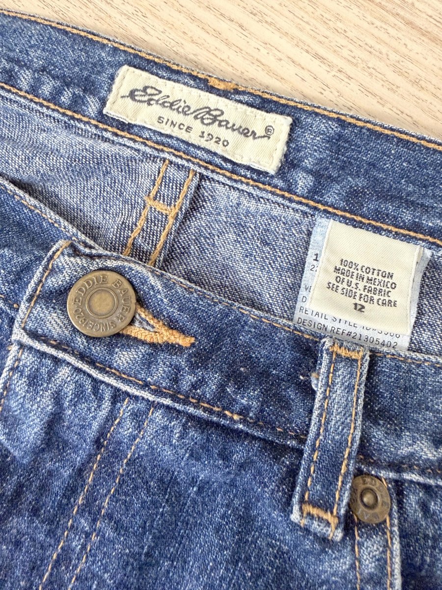 vintage 00s eddie bauer denim front slit maxi skirt - good market thrift store