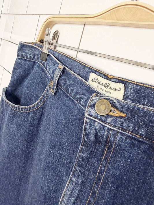 vintage 00s eddie bauer denim front slit maxi skirt - good market thrift store