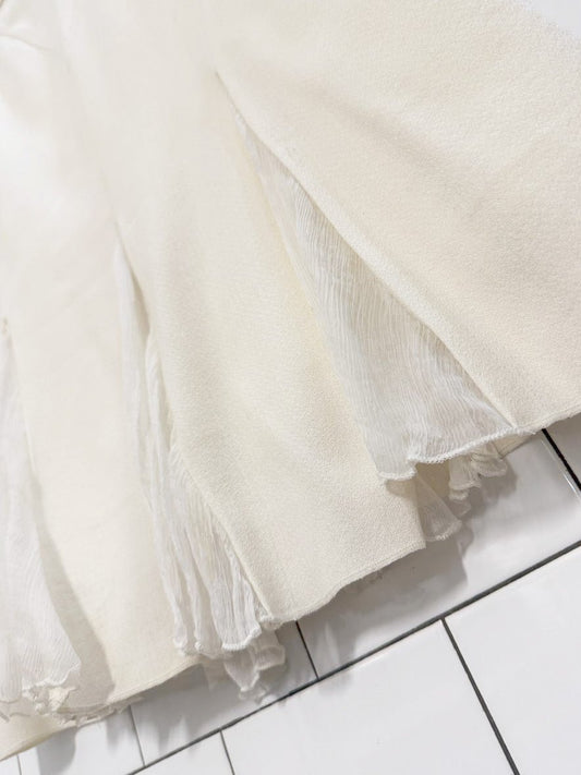 vintage 00s esthis wool - blend silk chiffon pleat knee - length skirt - good market thrift store