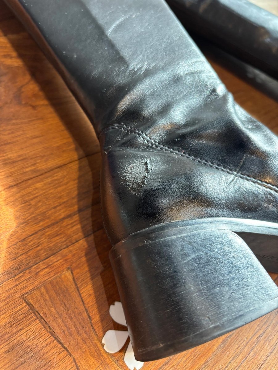 vintage 00s franco sarto patent leather low heel boots - good market thrift store