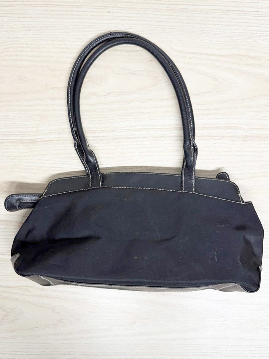 vintage 00s george leather trim nylon shoulder bag - good market thrift store