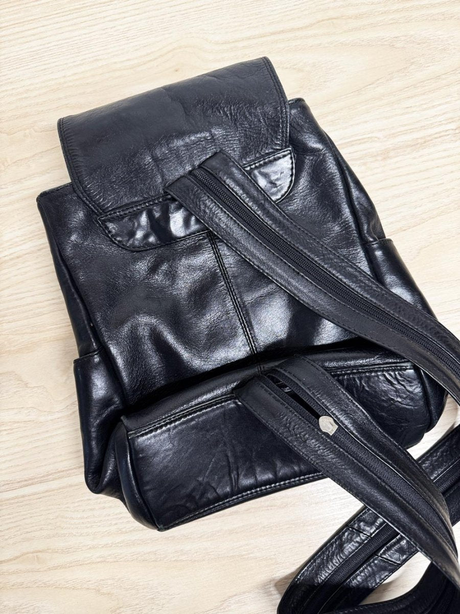 vintage 00s GH bass & co minimal leather backpack - good market thrift store