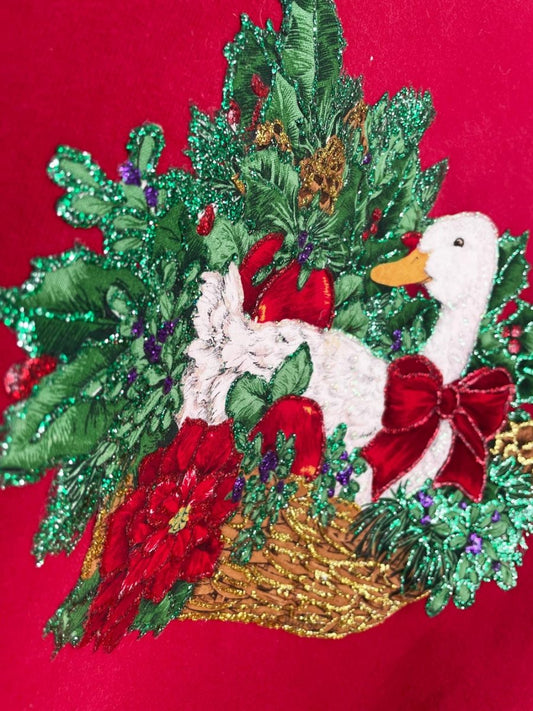 vintage 00s handmade christmas goose sweatshirt - good market thrift store