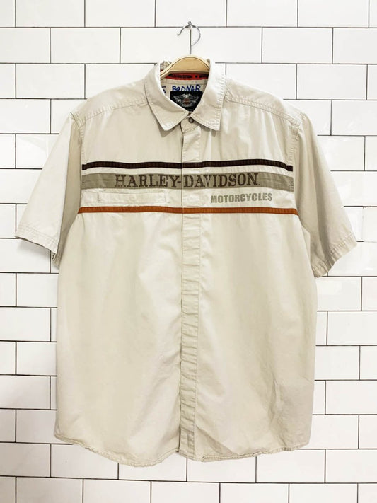 vintage 00s harley davidson snap button shirt - good market thrift store
