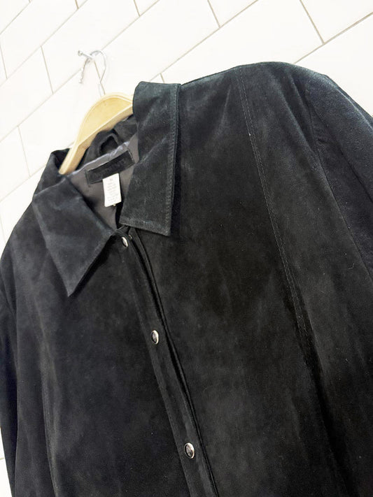 vintage 00s investments suede snap button shirt jacket - good market thrift store