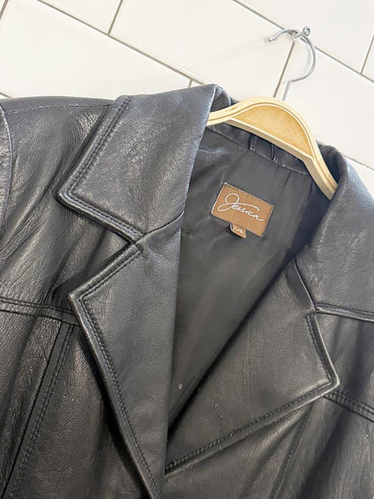 vintage 00s jessica full button soft leather jacket - good market thrift store