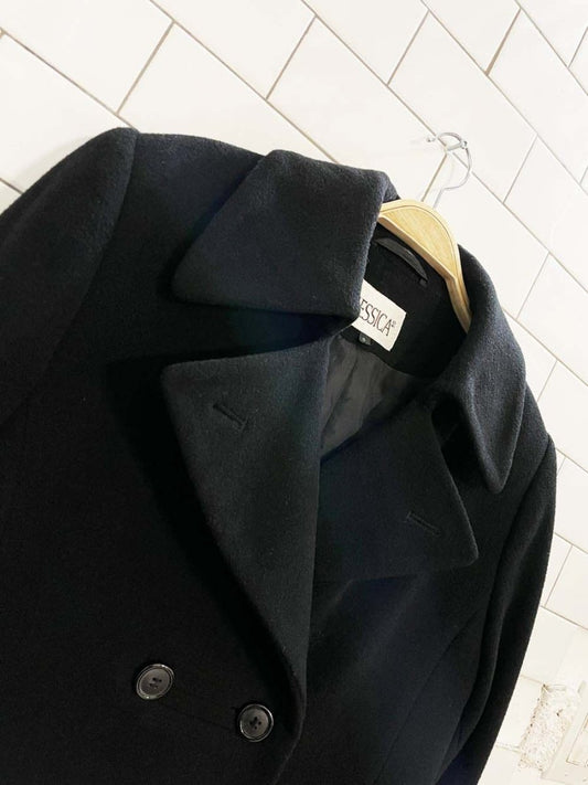 vintage 00s jessica wool - blend double breasted long coat - good market thrift store