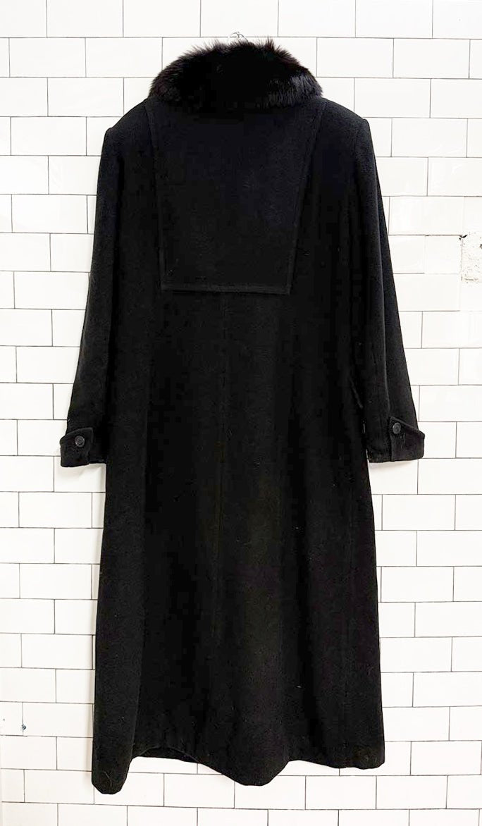 vintage 00s jibb international wool real fur collar long coat - good market thrift store