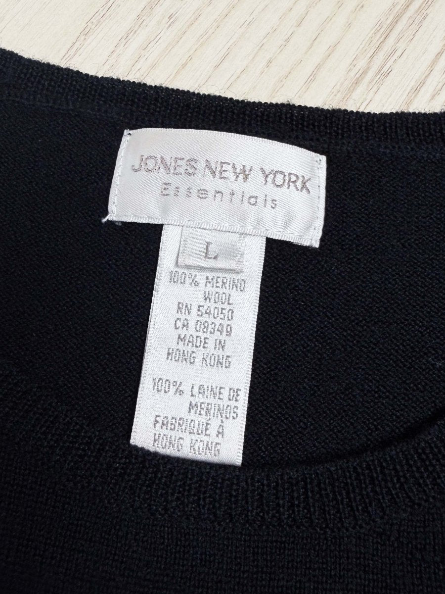 vintage 00s jones new york 100% merino wool ribbed cuff sweater top - good market thrift store