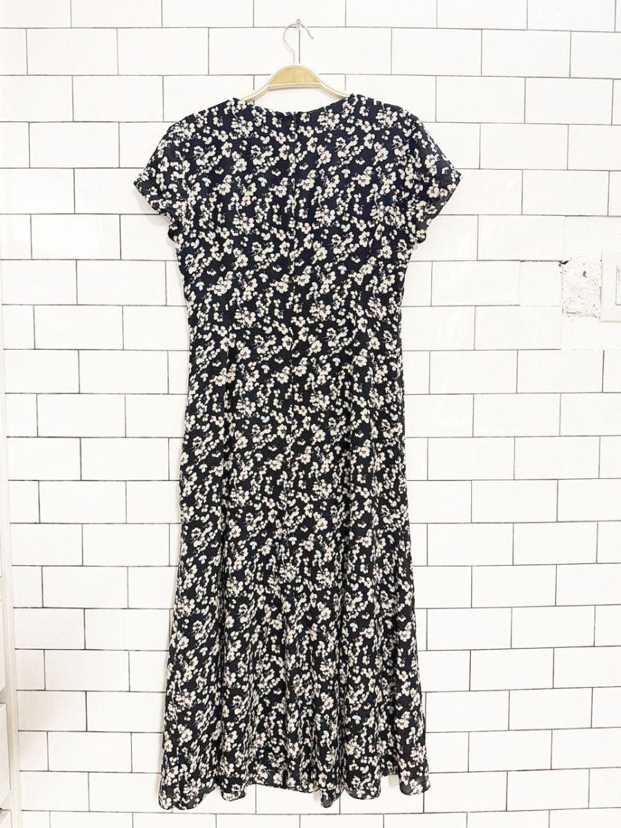 vintage 00s jones new york 100% silk floral minimal midi dress - good market thrift store